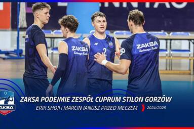 Erik Shoji i Marcin Janusz przed meczem ZAKSA kontra Cuprum Stilon